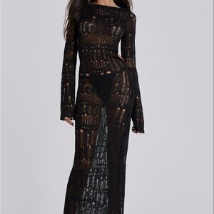 Jaded London Black Sheer Maxi Dress